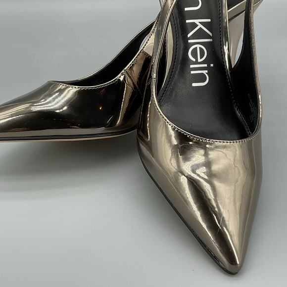 NEW Calvin Klein Women’s Cinola Slingback Pumps Pewter Mirror Metallic Size 8.5M - Picture 7 of 11